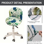 Round Back Chair Cover, Stretch Slipcover for Swivel Salon Vanity Stool, White 13-15 In