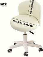 Round Back Chair Cover, Stretch Slipcover for Swivel Salon Vanity Stool, White 13-15 In