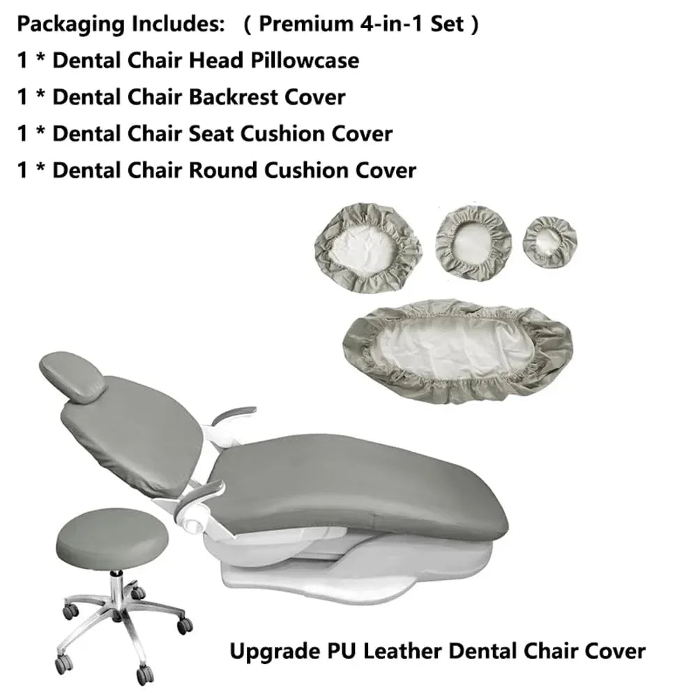4 Pcs Dental Chair Covers, Waterproof PU Leather Protective Covers for Clinic Chairs, Black