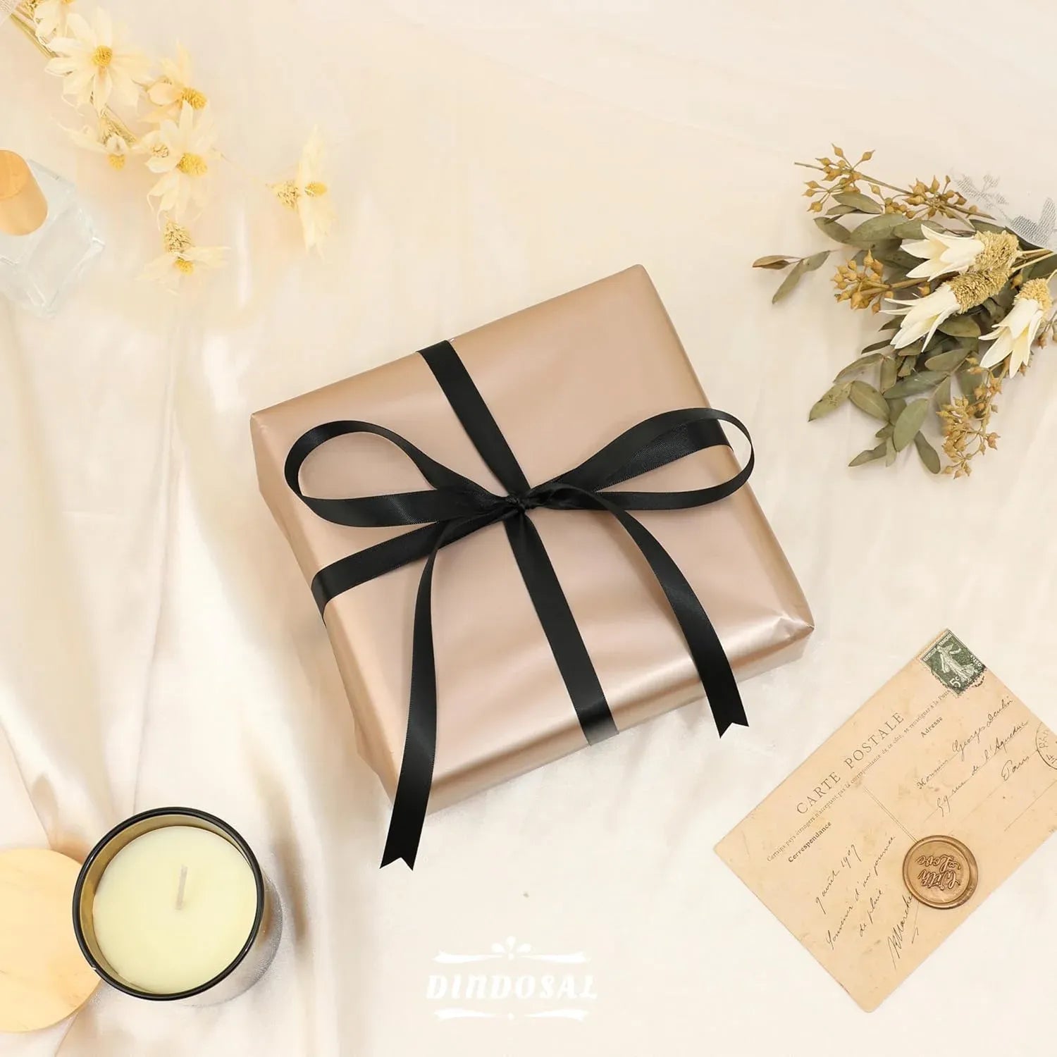 Double Face Satin Ribbon, Polyester Gift Wrapping Wedding Craft Ribbon, Black 1/2 In x 50 Yd