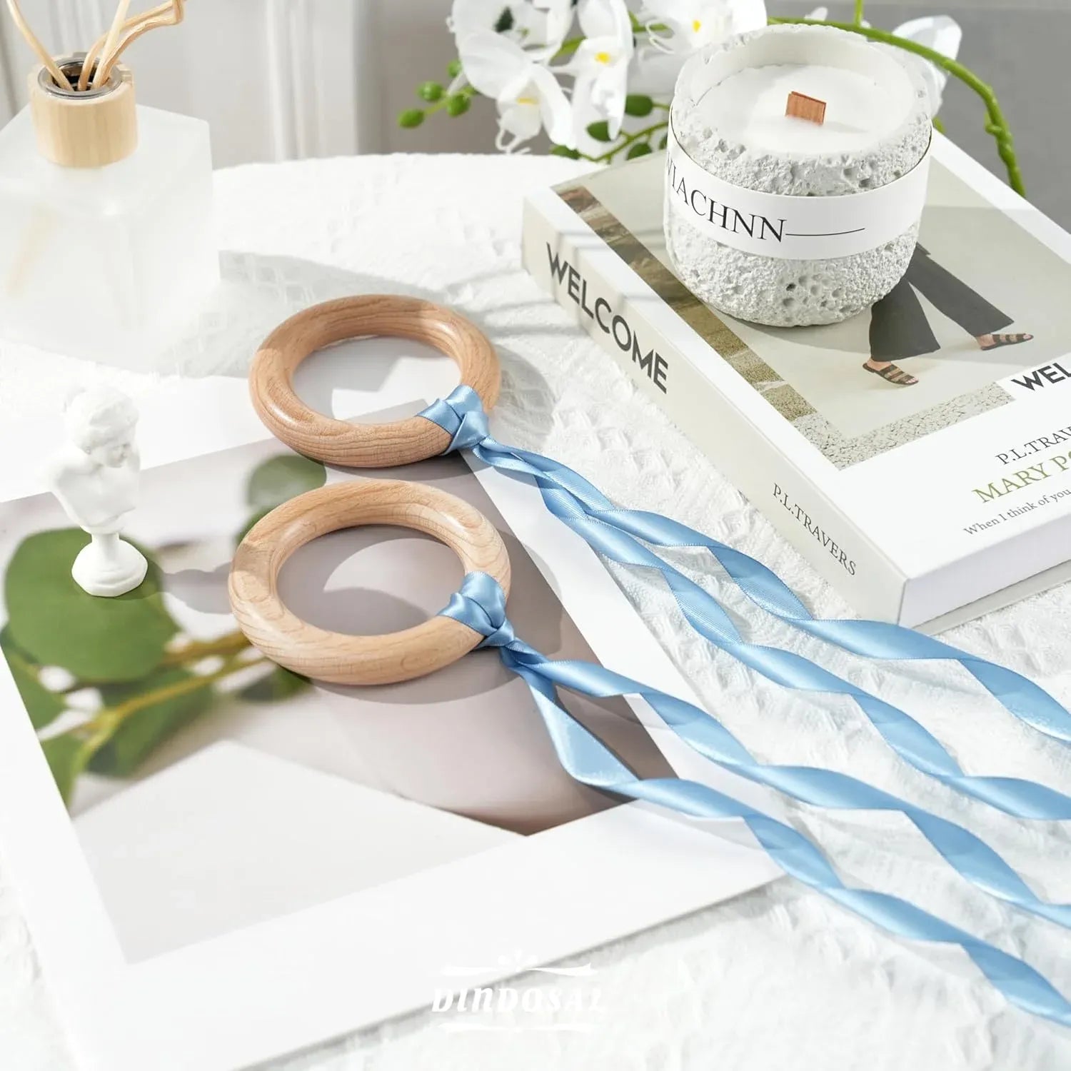 Double Face Satin Ribbon, Polyester Gift Wrapping Wedding Craft Ribbon, Dusty Blue 1/2 In x 50 Yd