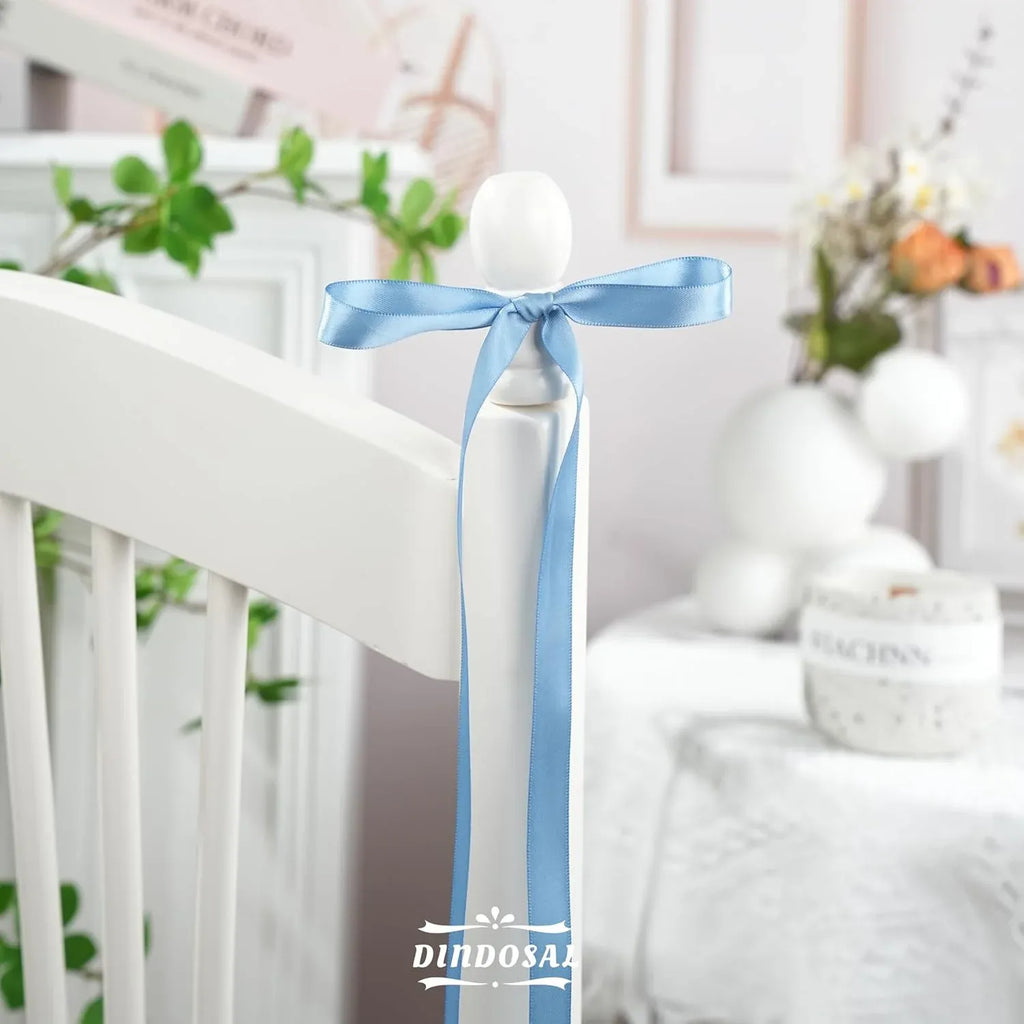 Double Face Satin Ribbon, Polyester Gift Wrapping Wedding Craft Ribbon, Dusty Blue 1/2 In x 50 Yd