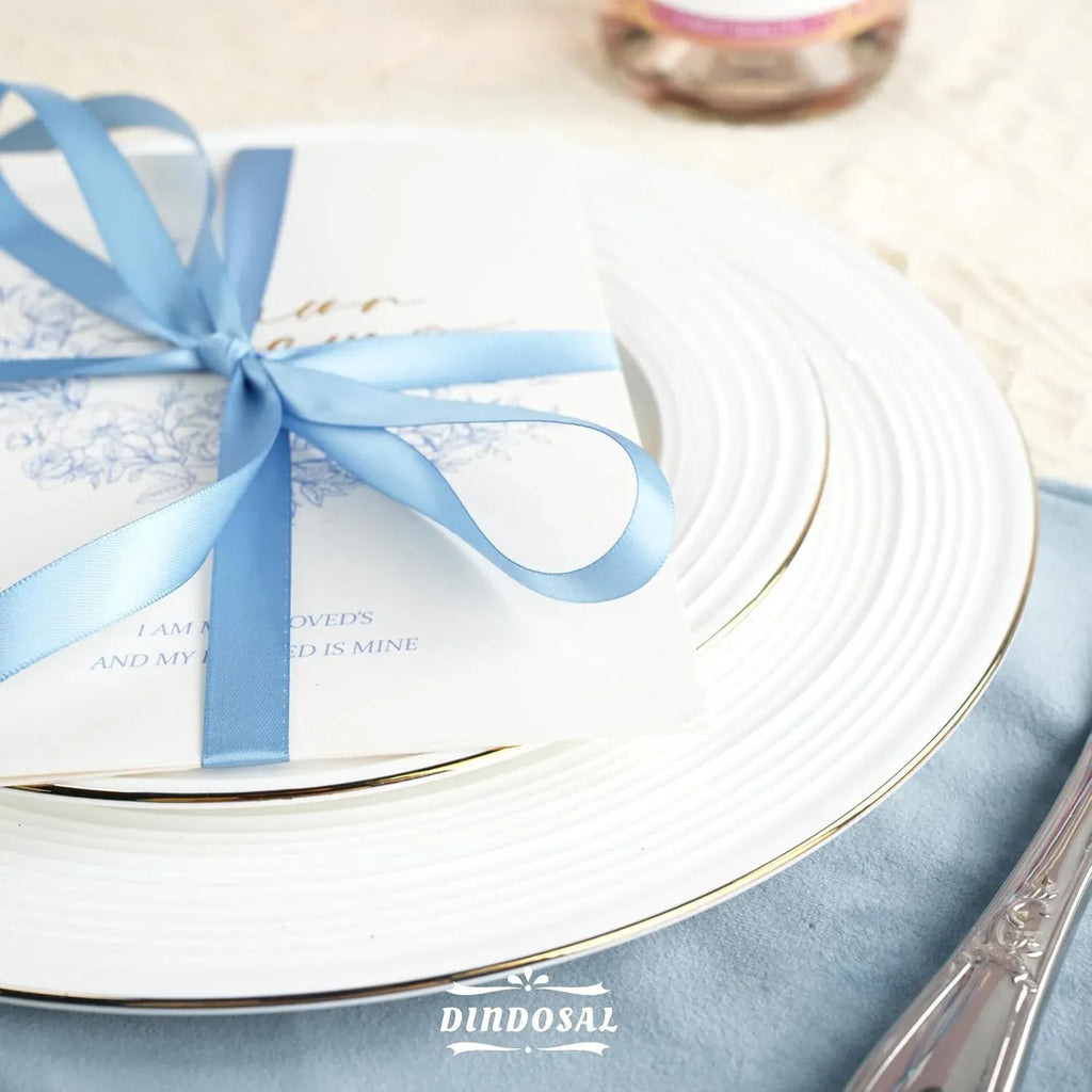 Double Face Satin Ribbon, Polyester Gift Wrapping Wedding Craft Ribbon, Dusty Blue 1/2 In x 50 Yd