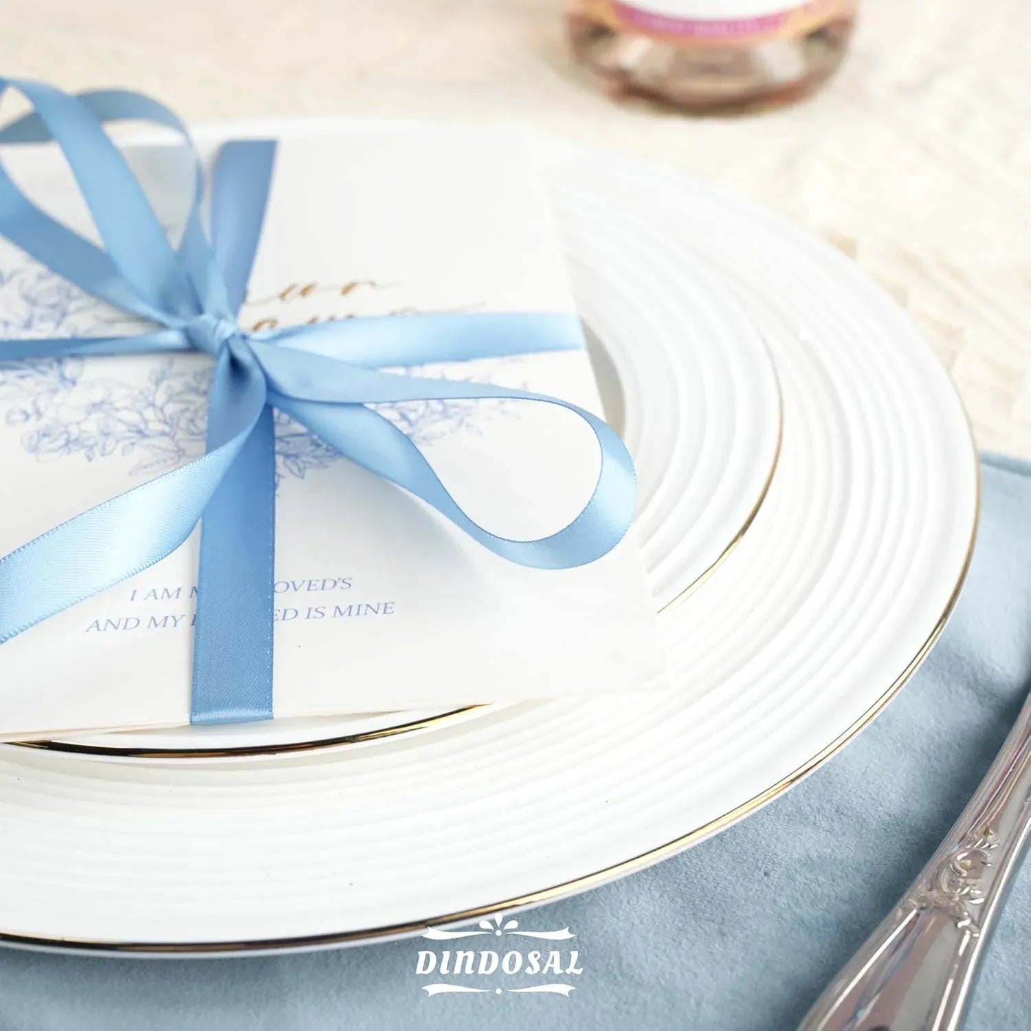 Double Face Satin Ribbon, Polyester Gift Wrapping Wedding Craft Ribbon, Dusty Blue 1/2 In x 50 Yd