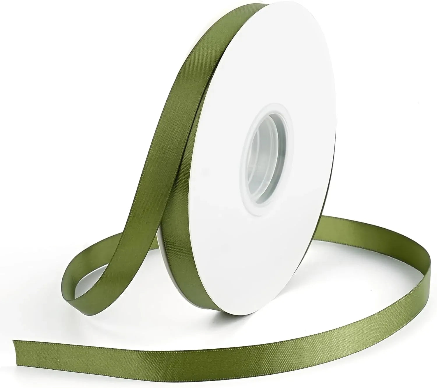 Double Face Satin Ribbon, Polyester Craft Ribbon for Wedding Gift Wrap, Olive Green 1/2 In x 50 Yd