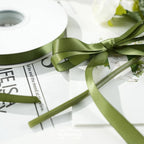 Double Face Satin Ribbon, Polyester Craft Ribbon for Wedding Gift Wrap, Olive Green 1/2 In x 50 Yd
