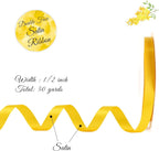 Double Face Satin Ribbon, Polyester Gift Wrapping Wedding Craft Ribbon, Yellow 1/2 In x 50 Yd