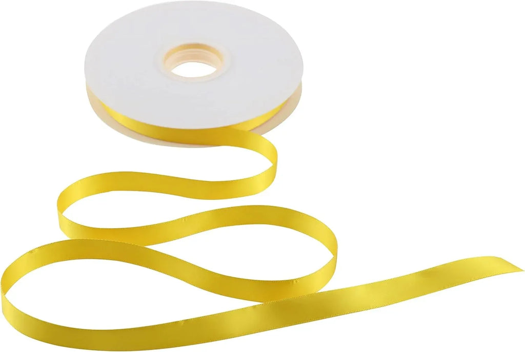 Double Face Satin Ribbon, Polyester Gift Wrapping Wedding Craft Ribbon, Yellow 1/2 In x 50 Yd