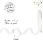 Double Faced Satin Ribbon, Polyester Craft Ribbon for Wedding Gift Wrap, White 1/2 In x 50 Yd