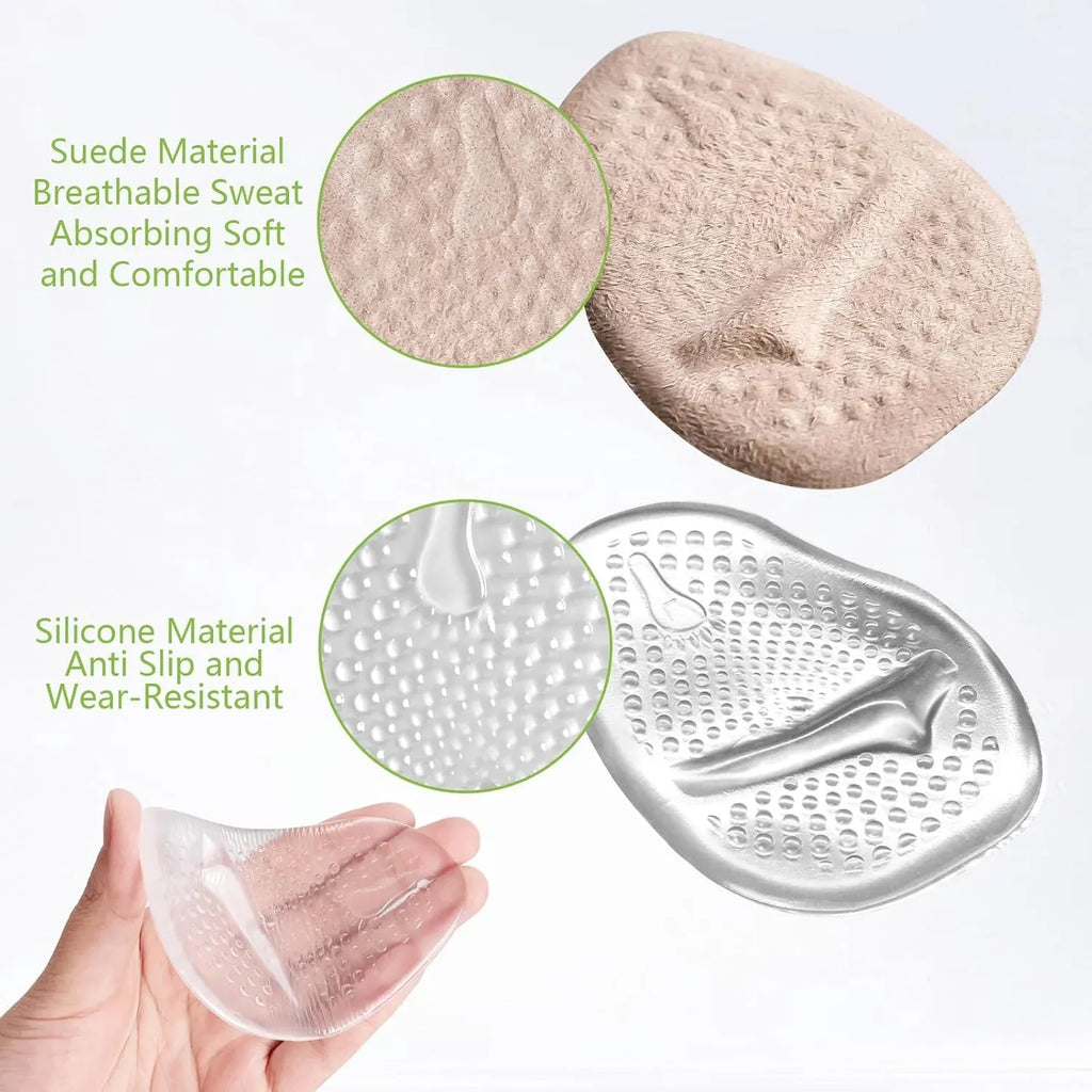 4 Pack Gel Ball of Foot Cushions, Anti Slip Metatarsal Pads for High Heels Pain Relief, Camel