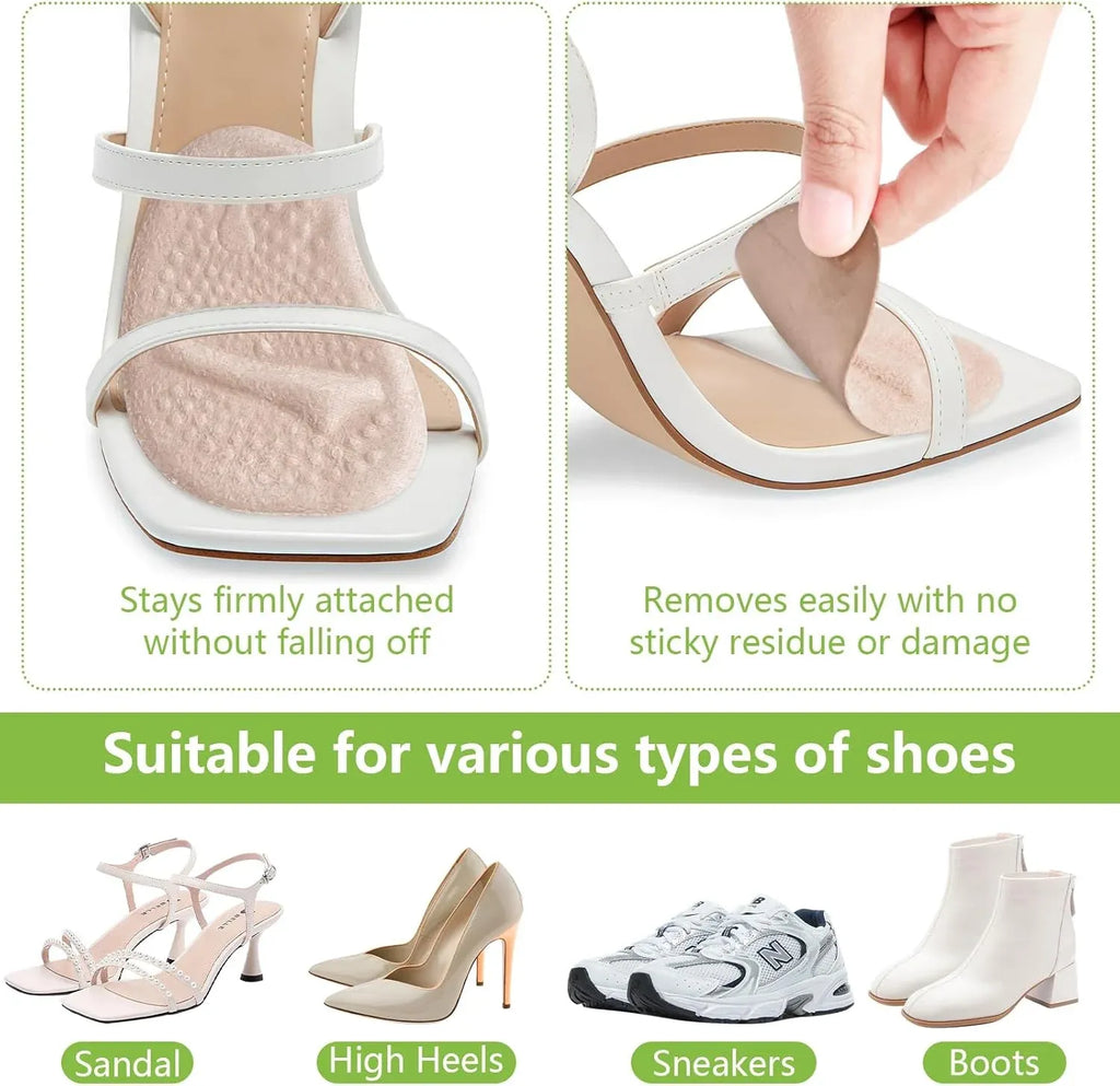4 Pack Gel Ball of Foot Cushions, Anti Slip Metatarsal Pads for High Heels Pain Relief, Camel