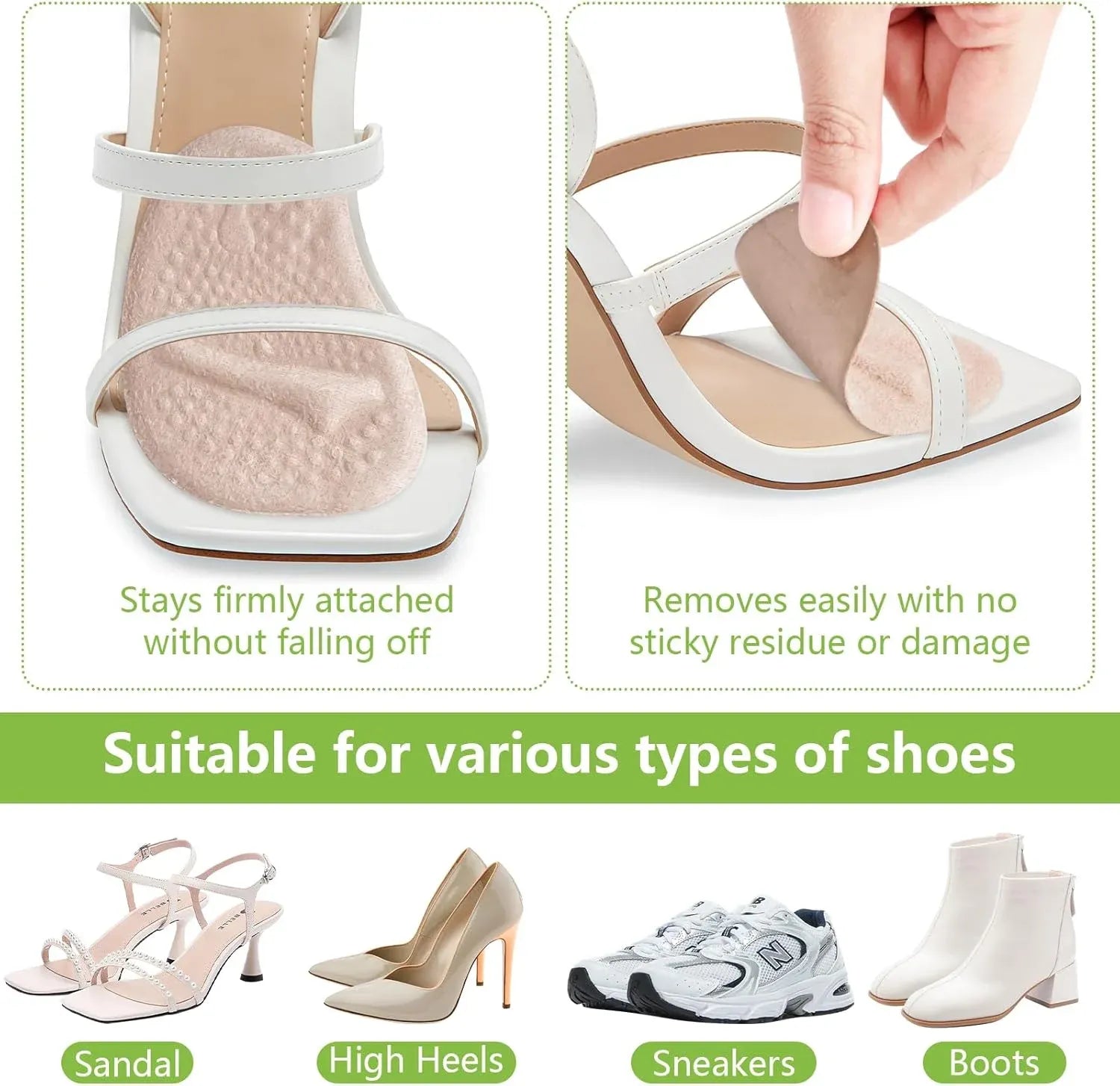4 Pack Gel Ball of Foot Cushions, Anti Slip Metatarsal Pads for High Heels Pain Relief, Camel
