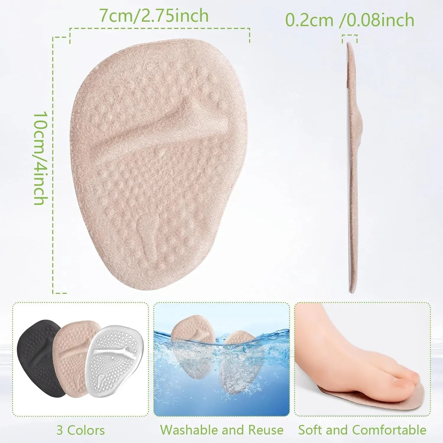 4 Pack Gel Ball of Foot Cushions, Anti Slip Metatarsal Pads for High Heels Pain Relief, Camel