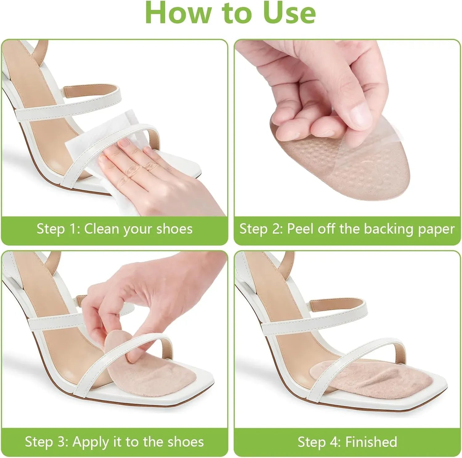 4 Pack Gel Ball of Foot Cushions, Anti Slip Metatarsal Pads for High Heels Pain Relief, Camel