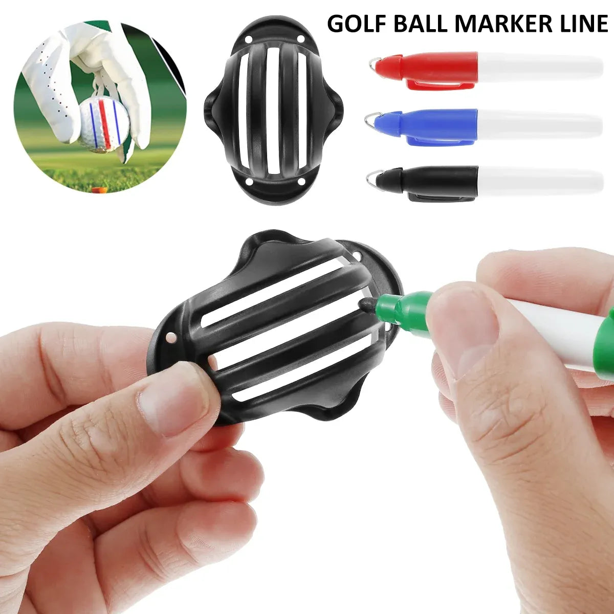 8 Piece Golf Ball Alignment Marker Kit, ABS Line Drawing Stencils and 4 Pens for Putting Practice