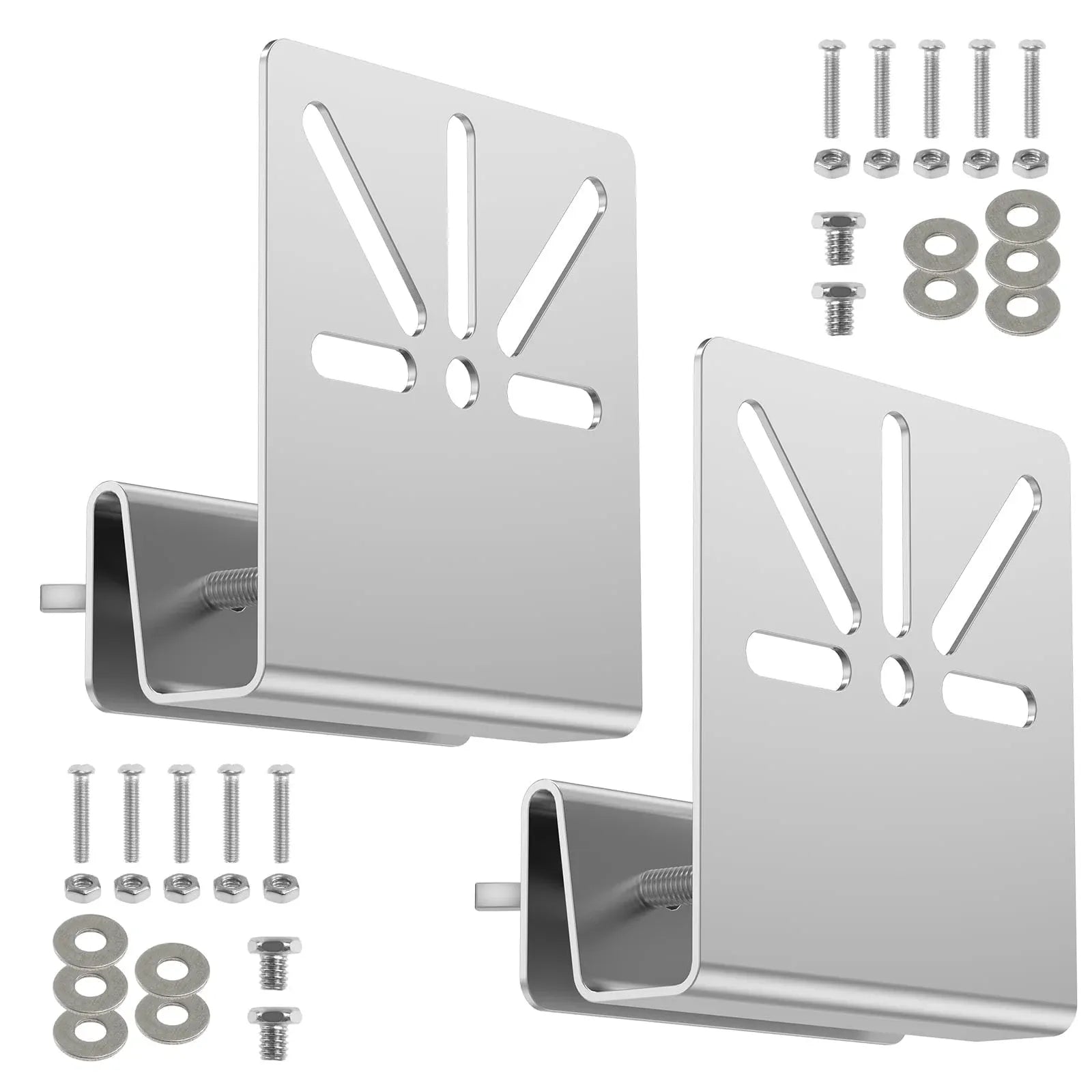 2 Pack Gutter Mount Brackets, Stainless Steel Drill Free Holder for Solar Security Cameras
