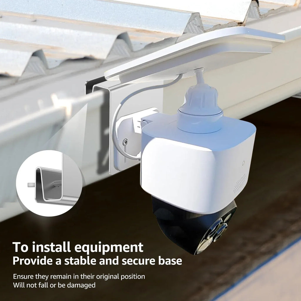 2 Pack Gutter Mount Brackets, Stainless Steel Drill Free Holder for Solar Security Cameras