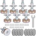8 Pack Heavy Duty Furniture Levelers, 3/8-16 Adjustable Leg Levelers for Tables Chairs, Silver