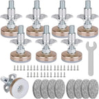 8 Pack Heavy Duty Furniture Levelers, 3/8-16 Adjustable Leg Levelers for Tables Chairs, Silver