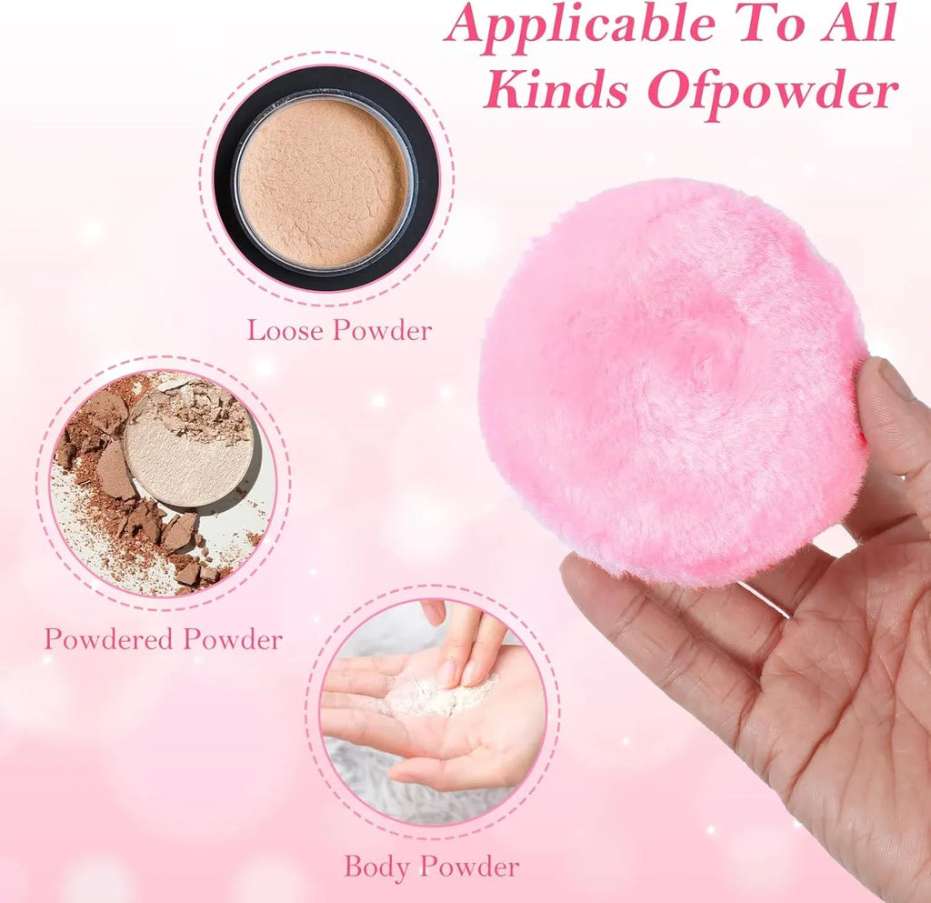4 Pack Large Body Powder Puffs, Soft Fluffy Washable Wet Dry Makeup Puffs, 3.5 Inch 4 Colors