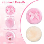 4 Pack Large Body Powder Puffs, Soft Fluffy Washable Wet Dry Makeup Puffs, 3.5 Inch 4 Colors
