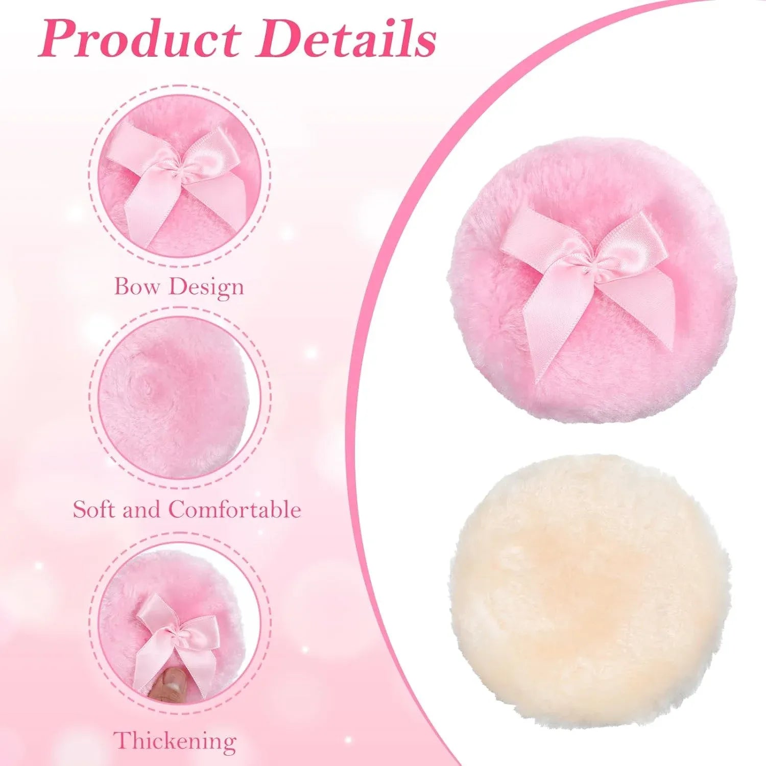 4 Pack Large Body Powder Puffs, Soft Fluffy Washable Wet Dry Makeup Puffs, 3.5 Inch 4 Colors