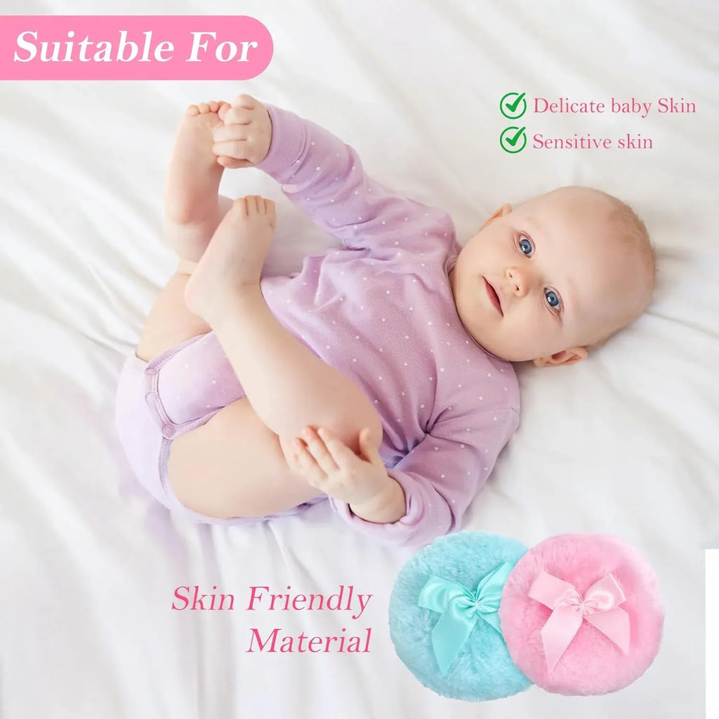 4 Pack Large Body Powder Puffs, Soft Fluffy Washable Wet Dry Makeup Puffs, 3.5 Inch 4 Colors