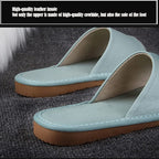 Black Leather Open Toe Slippers, Non Slip Indoor House Sandals for Men Women, EUR37-38