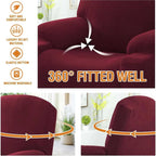 Power Lift Recliner Chair Cover, Stretch Jacquard Slipcover with Side Pocket, Wine Red