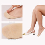 5 Pairs Women's No Show Half Socks, Grippers Heel Straps for Heels Flats, 3 Nude 2 Black