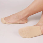 5 Pairs Women's No Show Half Socks, Grippers Heel Straps Low Cut Toe Toppers for Flats, Nude