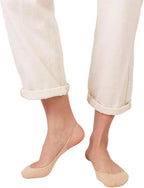 5 Pairs Women's No Show Half Socks, Grippers Heel Straps Low Cut Toe Toppers for Flats, Nude