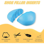 Shoe Toe Filler Inserts, Soft PU Foam Cushions for Loose Shoes, Blue Large 1-2 Sizes Bigger