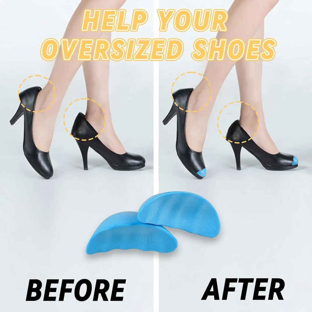 Shoe Toe Filler Inserts, Soft PU Foam Cushions for Loose Shoes, Blue Large 1-2 Sizes Bigger
