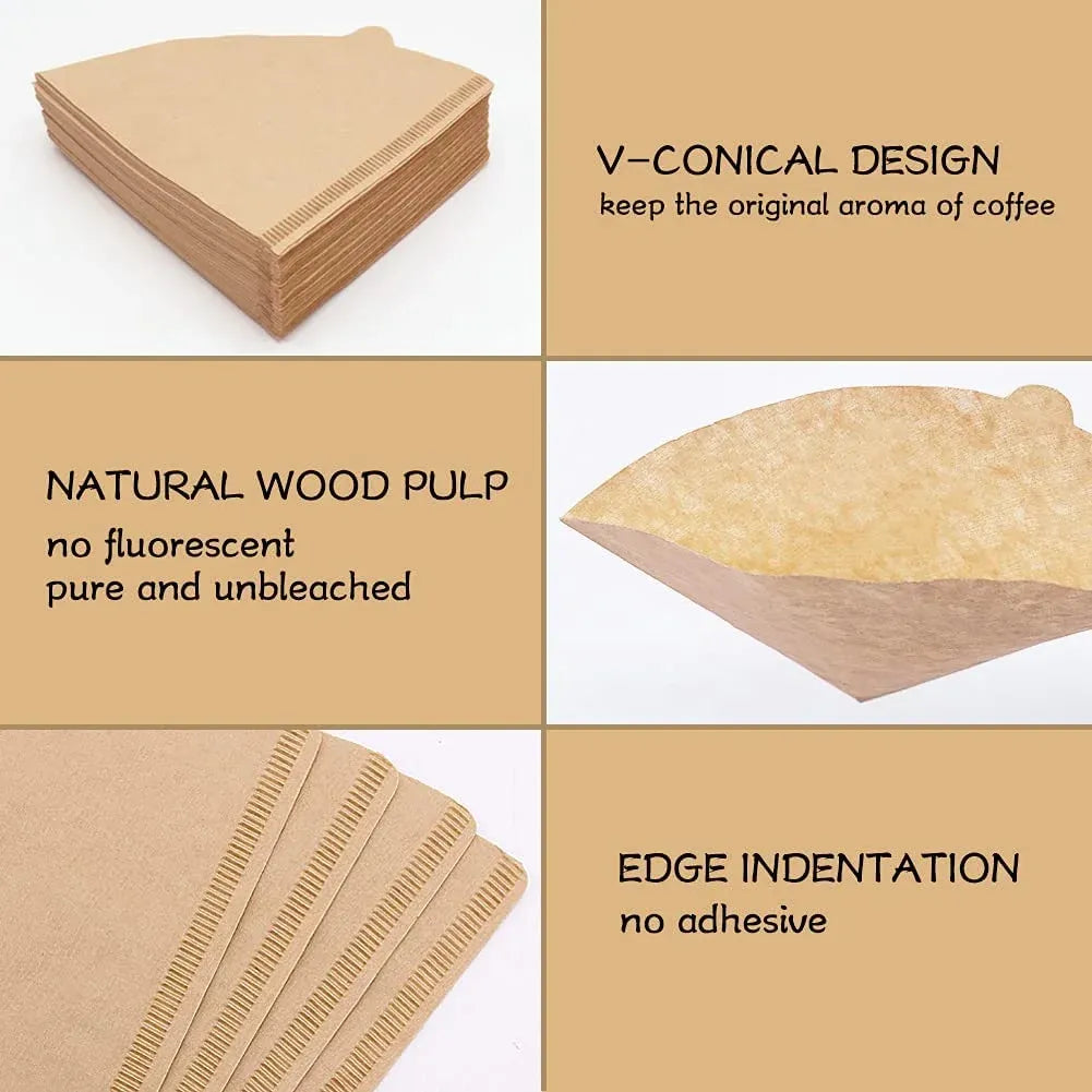 Size 01 Coffee Filters, 200 Count Natural Paper Cone Filters for Pour Over, 1-2 Cup Brown