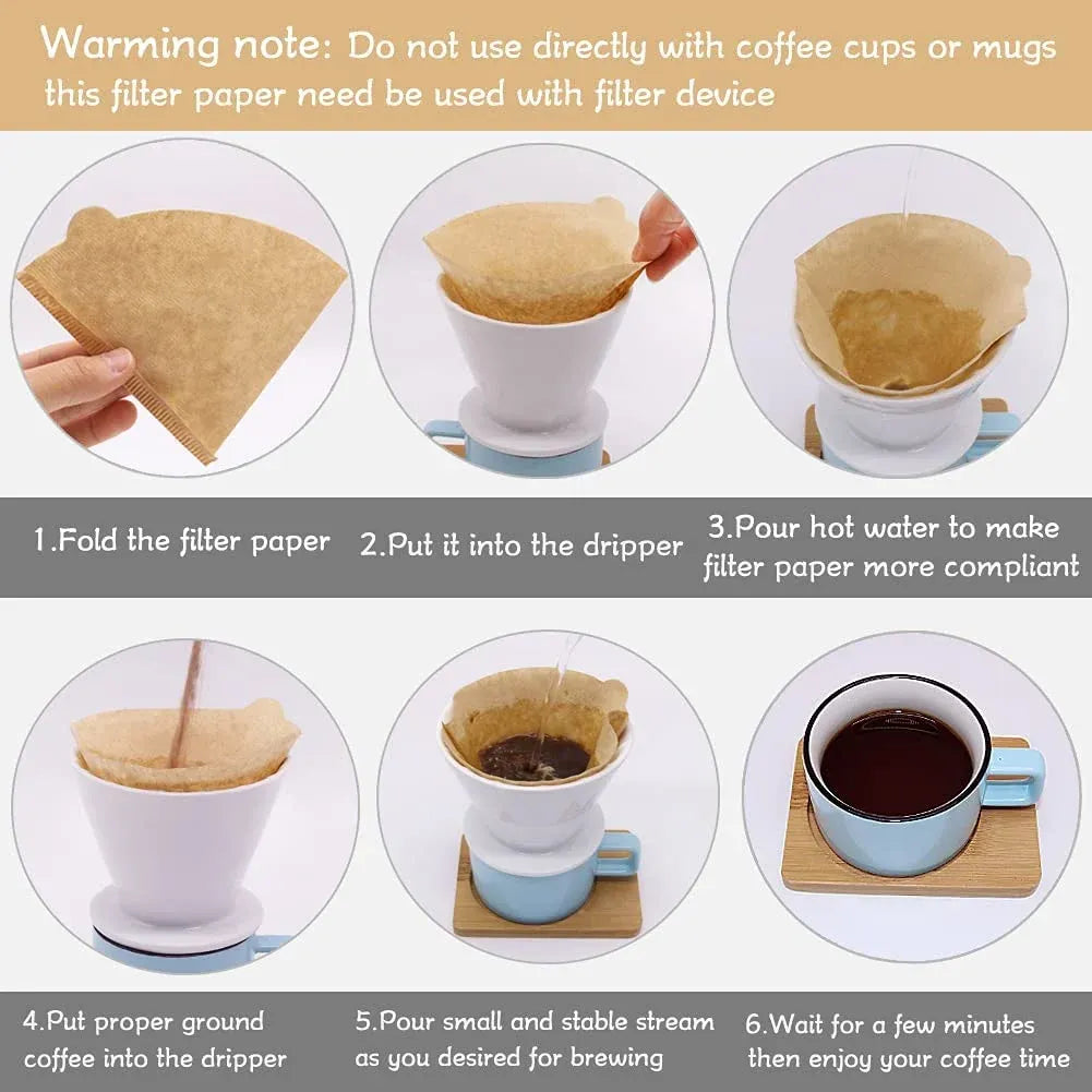 Size 01 Coffee Filters, 200 Count Natural Paper Cone Filters for Pour Over, 1-2 Cup Brown