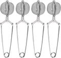4 Pack 304 Stainless Steel Tea Strainers, Fine Mesh Ball Infusers with Squeeze Handle