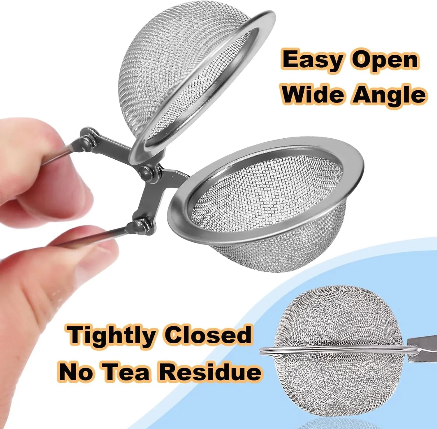 4 Pack 304 Stainless Steel Tea Strainers, Fine Mesh Ball Infusers with Squeeze Handle