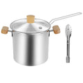 Stainless Steel Deep Fryer Pot, 4000ml Tempura Pot with Strainer Basket Wood Handles for Fried Food