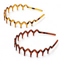 2 Pack Women's Headbands, Non Slip Wavy Comb Hairbands for Daily Styling, Matte Amber and Tortoise