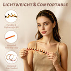 2 Pack Women's Headbands, Non Slip Wavy Comb Hairbands for Daily Styling, Matte Amber and Tortoise