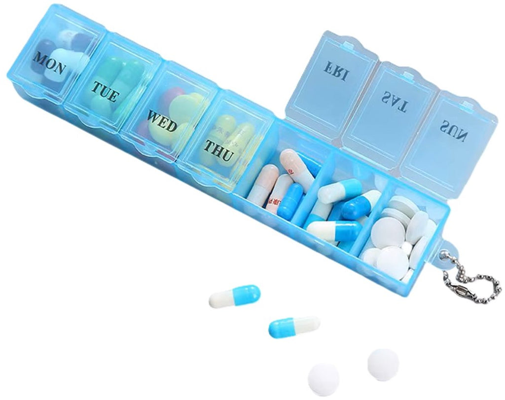 Medicine Storage Boxes 7 Days | Pill Box | Pill Box | Pill Planner | With Day Indicator | 7 Compartments | Blue