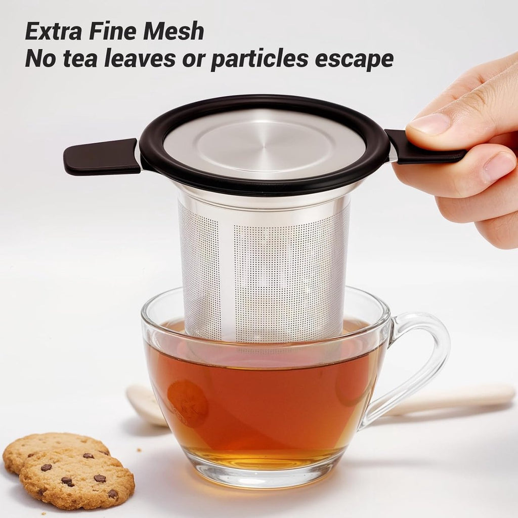 Stainless steel tea infuser - Fine strainer - Heat-resistant handle - For loose tea in teapots and mugs