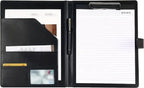 A4 Writing Folder - Conference Folder - Writing Pad - Eco Leather - Documentation Folder - Work Folder - Leather Conference Folder - Business Travel Portfolio Folder - With Ring Binder and Pen Holder - Sustainable - Black