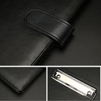 A4 Writing Folder - Conference Folder - Writing Pad - Eco Leather - Documentation Folder - Work Folder - Leather Conference Folder - Business Travel Portfolio Folder - With Ring Binder and Pen Holder - Sustainable - Black