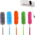 Telescopic Feather Duster - 5-Piece Cleaning Set - Feather Duster Extendable Up to 85 Cm - Cobweb Brush with Telescopic Handle - Duster - Dust Brush - Washable Microfiber - Rotatable - Electrostatic Adsorption - Hard-to-Reach Places