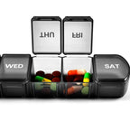 Week Medicine Dispenser with Large Compartments Black