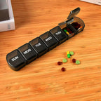 Week Medicine Dispenser with Large Compartments Black