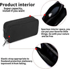 Pencil Case Large Capacity Pencil Pouch Aesthetic Pen Bag Office Stationery Organizer Simple Durable Multifunctional Pencil Bag for Adults - Black