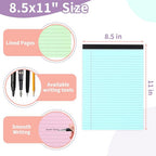 Coloured notepads, set of 3 writing pads 29.5 x 21.4 cm, with micro-perforation and sturdy back, broad lines, 50 sheets per pad, ideal for school, university, office and professional use (blue/pink/green)